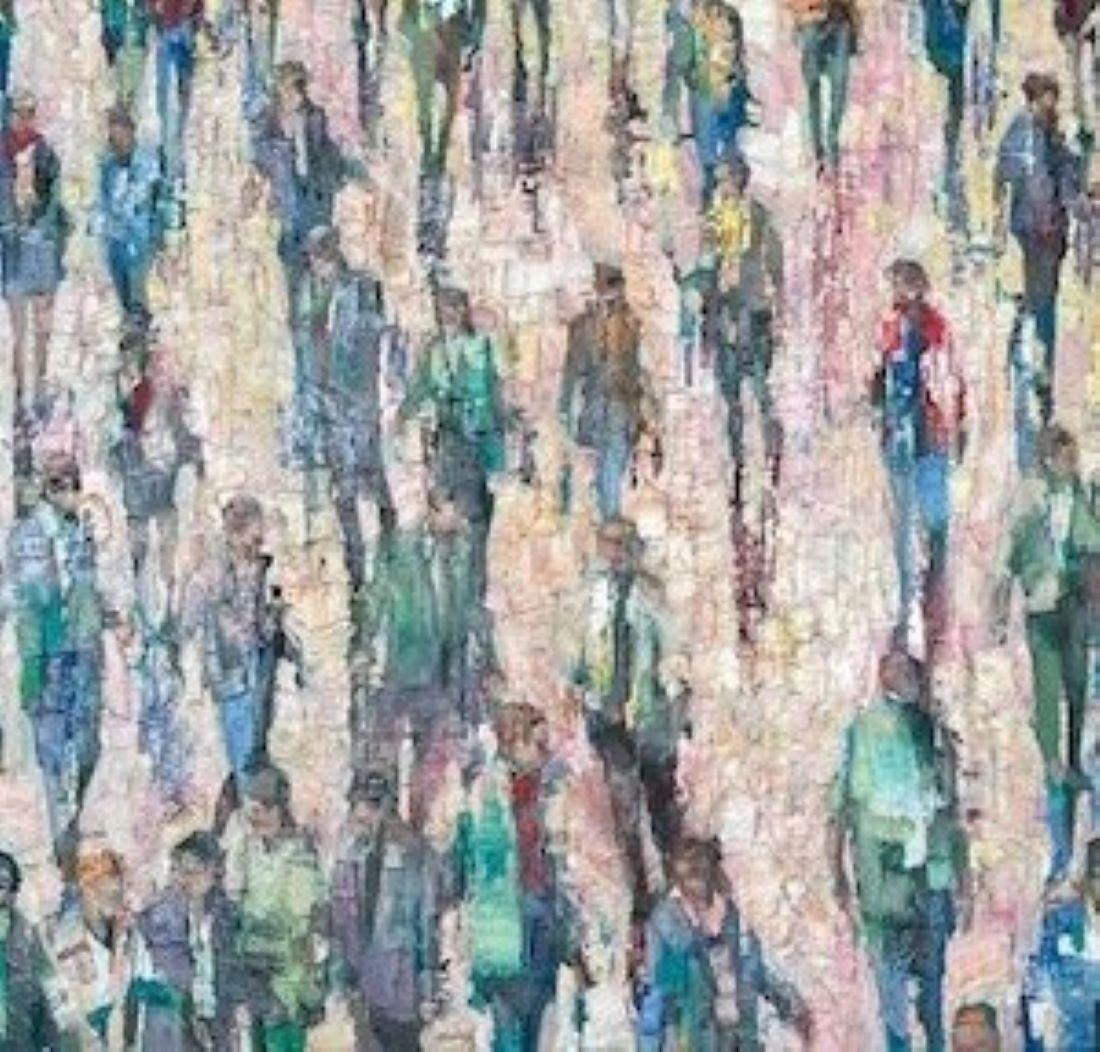 Daylight Tribe - Crowds City Oil Painting Street Cityscapes People Figures  For Sale 3