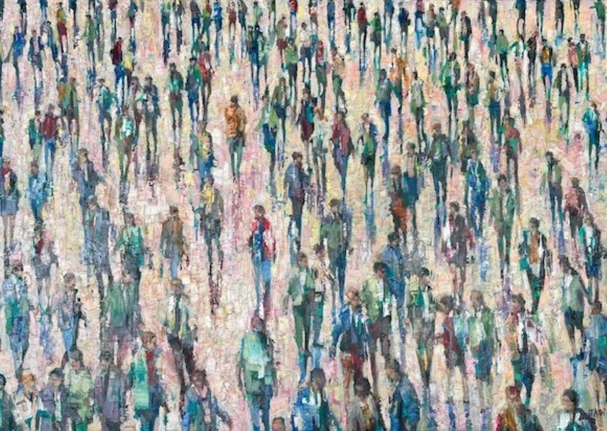 Daylight Tribe - Crowds City Oil Painting Street Cityscapes People Figures 