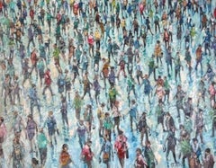 Daylight Walk - Crowds City, peinture à l'huile de rue, paysages urbains, personnages 