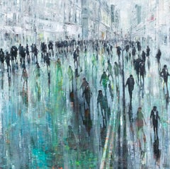 Città fantasma - Folla City Painting Street Views Paesaggi urbani Persone Figure