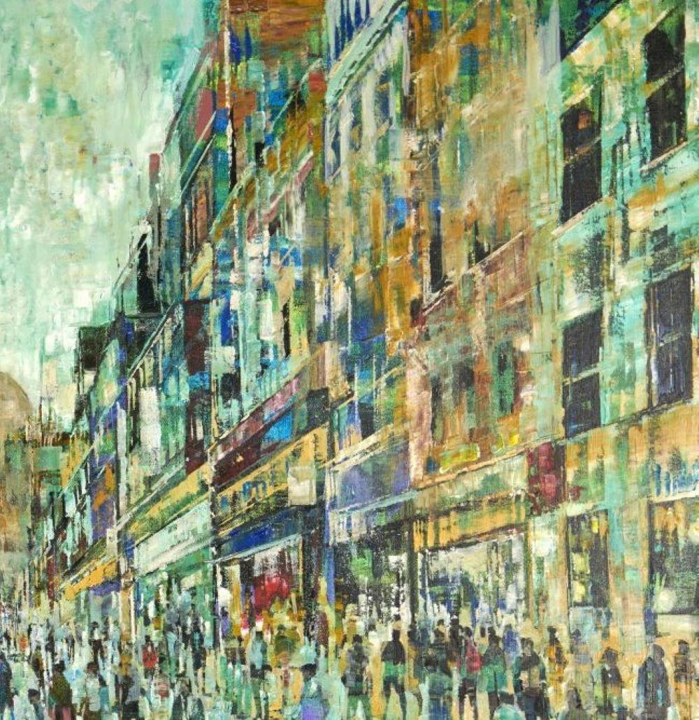 High Street - Crowds City Oil Painting Street Cityscapes People Figures  For Sale 3