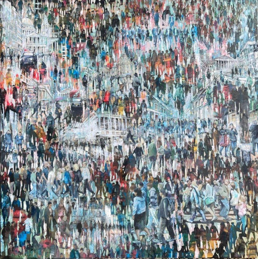 The study of human crowds and moving figures is the main focus of Julia’s paintings. Using a variety of photographic reference material and her own imagination, Julia captures the spirit of society on the move.

Paintings, of whatever scale, start