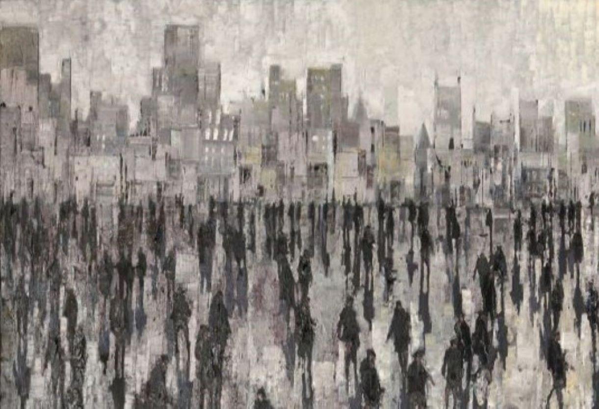 Nine to Five - Crowds City Oil Painting Street Cityscapes People Figures 3
