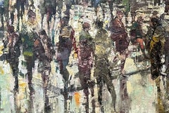 Piccadilly People - Crowds City Oil Painting Street Cityscapes People Figures