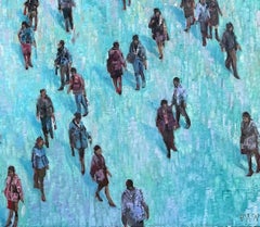 Places To Go - Crowds City Oil Painting Street Cityscapes People Figures