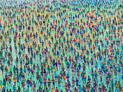 Pride of Place - Colourful & Figurative / Crowded People: Oil Paint on Canvas 