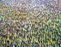 Rainbow Nation II - Colourful Crowded Scene of People: Oil on Canvas