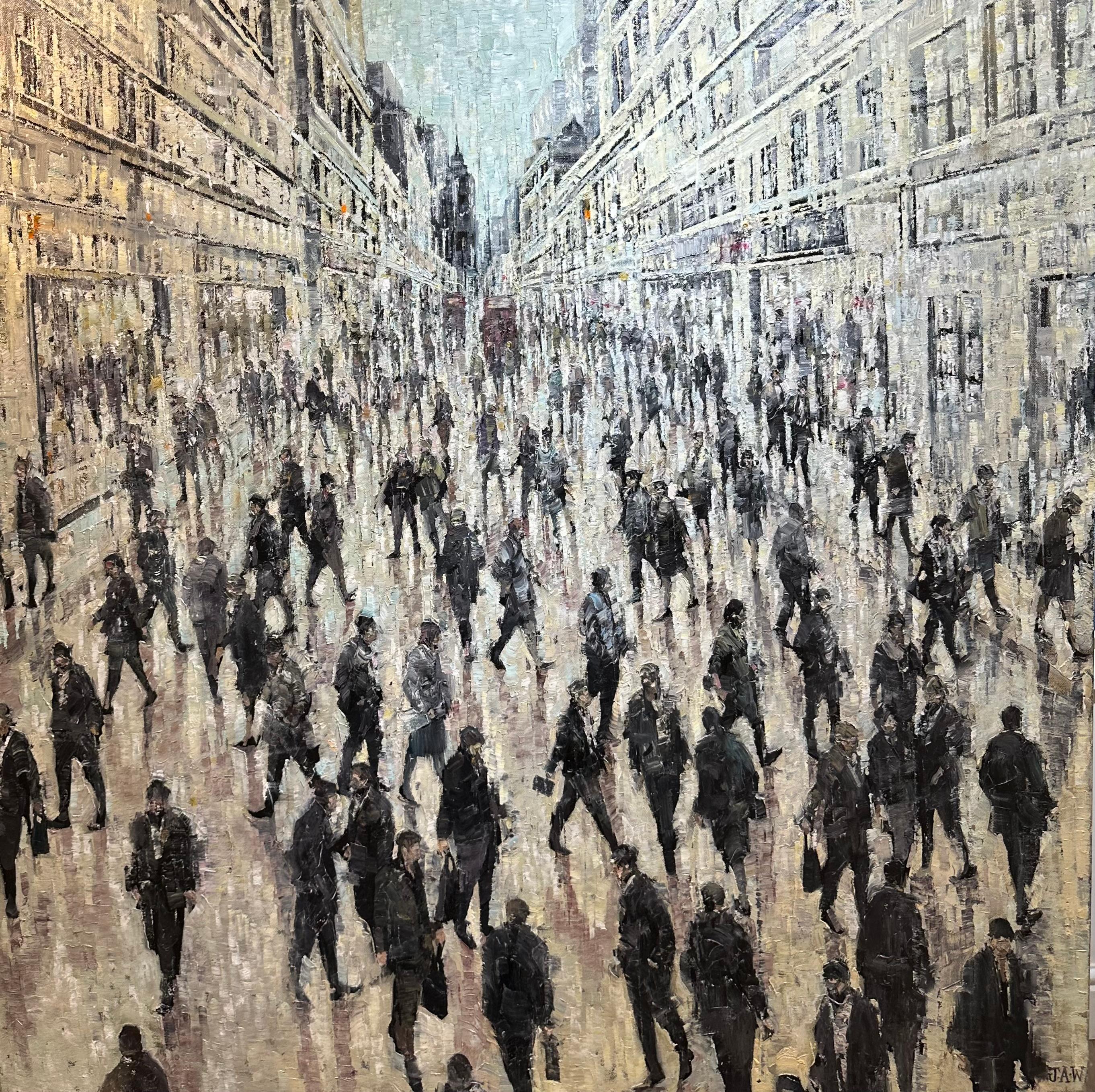 Julia Whitehead Figurative Painting - Road Rush