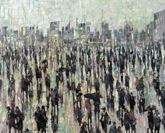 Soft Pavement Colour - Crowds City Oil Painting Street Cityscapes People Figures