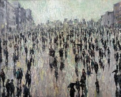Soft Pavement Colour - Crowds City Oil Painting Street Cityscapes People Figures