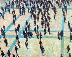 Town Planning - Crowds City oil Painting Street Views Cityscapes People Figures 