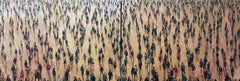 Troupe (diptych)  -naturalistic figurative crowd painting oil on canvas