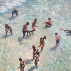 Warm Shallows - Crowds City oil Painting Street Views Cityscapes People Figures