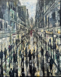 Window Shopping - Crowds City Oil Painting Street Cityscapes People Figures