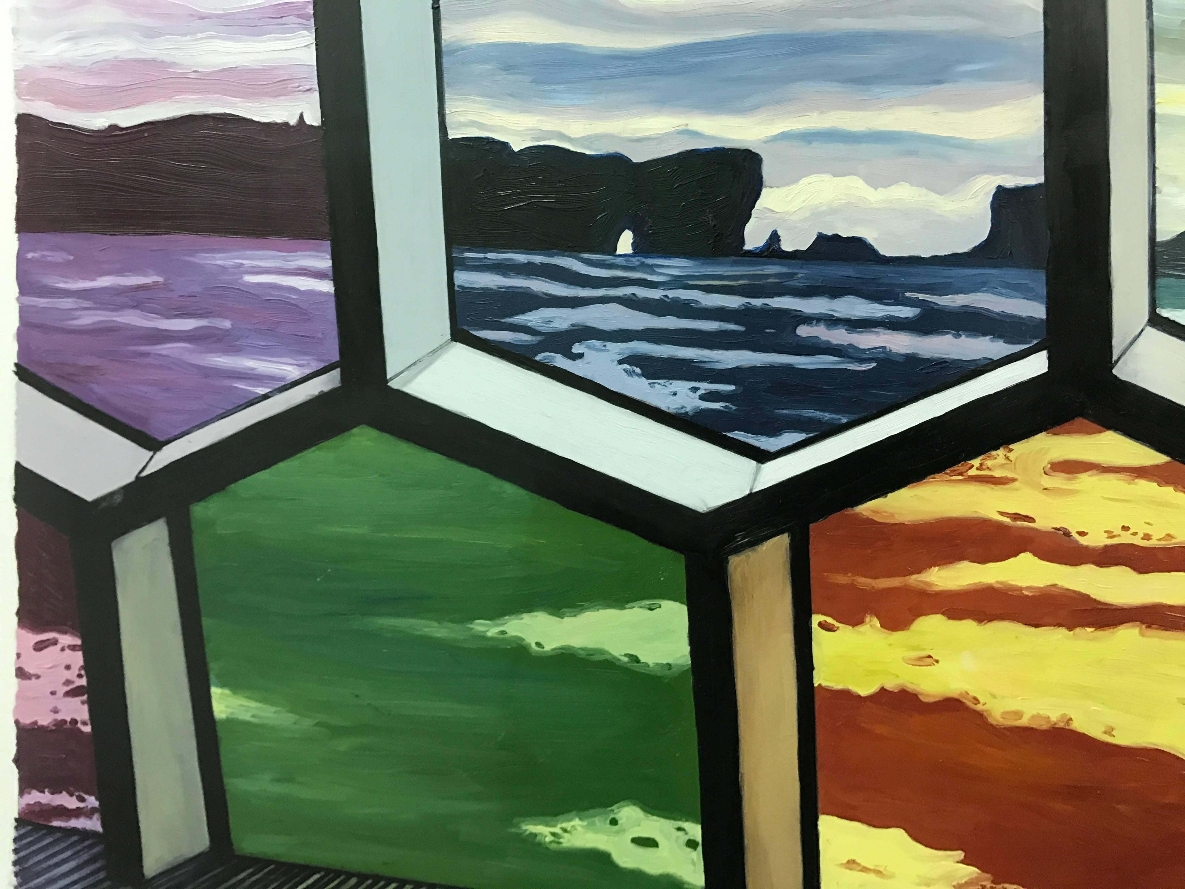 Bricks and Stones May Break (Iceland/Rainbow Windows) (Zeitgenössisch), Painting, von Julia Whitney Barnes