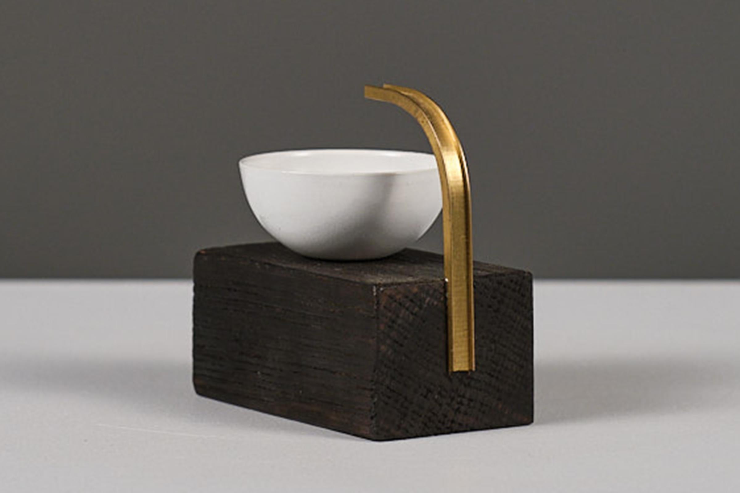 Julia_Contemporary sculptural ashtray of collectible design in wood, brass and ceramics. Little Friends is a collection of ashtrays and some other little trays. 
Every Little Friend is a composition game out of scrap material or leftovers of the