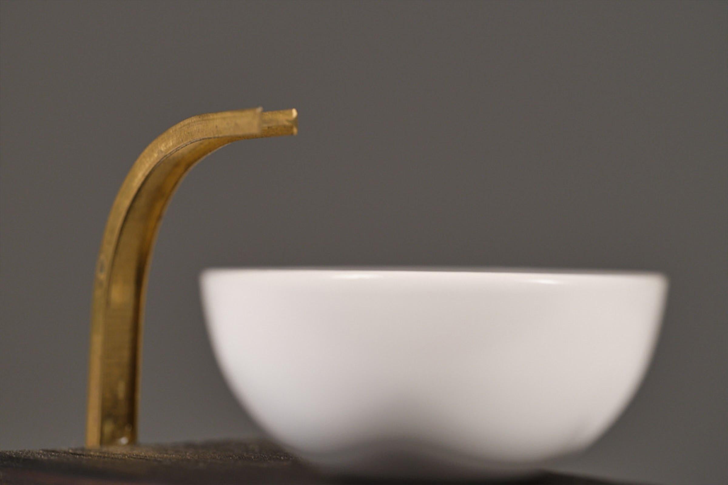 Julia_Contemporary sculptural ashtray collectible design. Brass, wood, ceramicsi For Sale 1