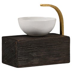 Julia_Contemporary sculptural ashtray collectible design. Brass, wood, ceramicsi