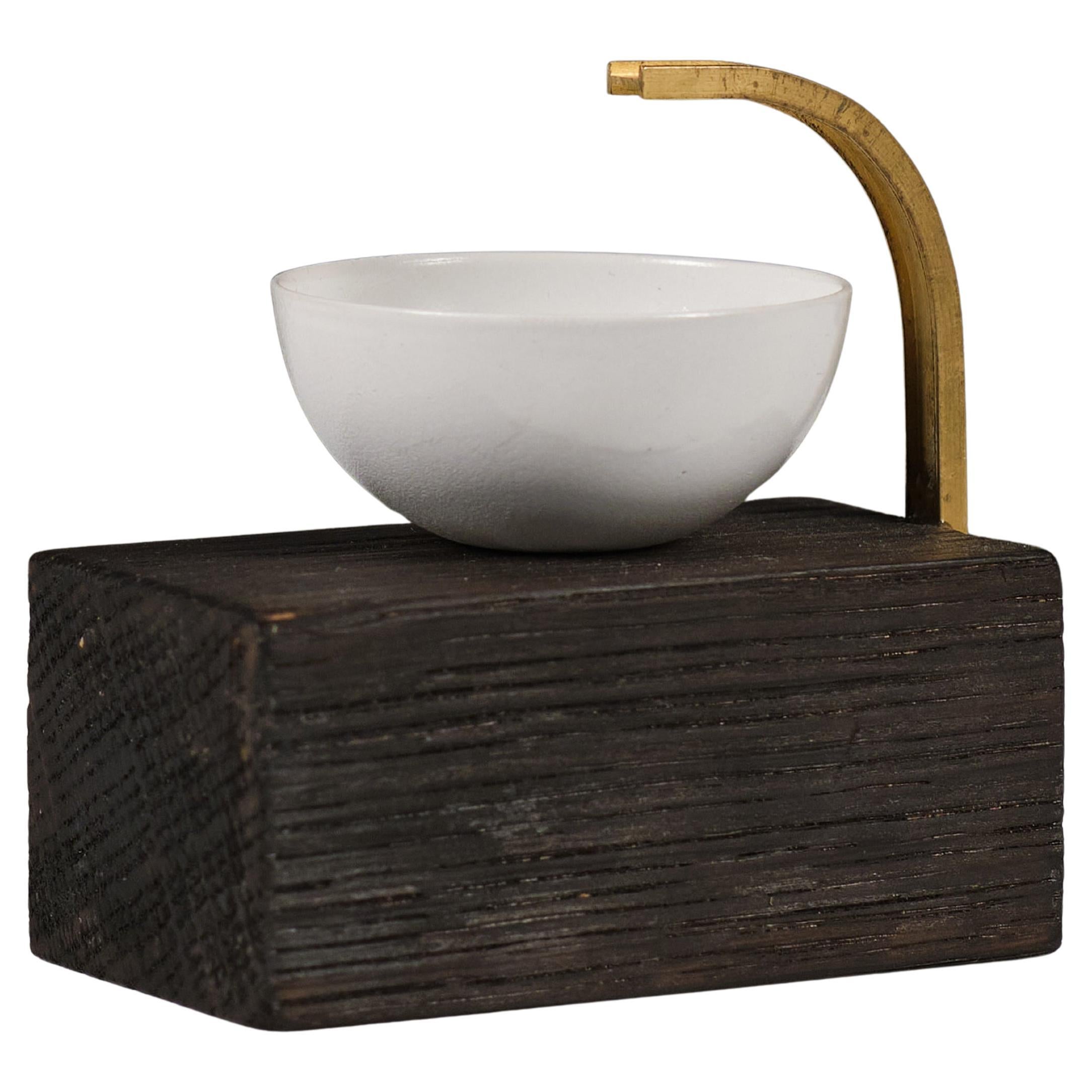 Julia_Contemporary sculptural ashtray collectible design. Brass, wood, ceramicsi