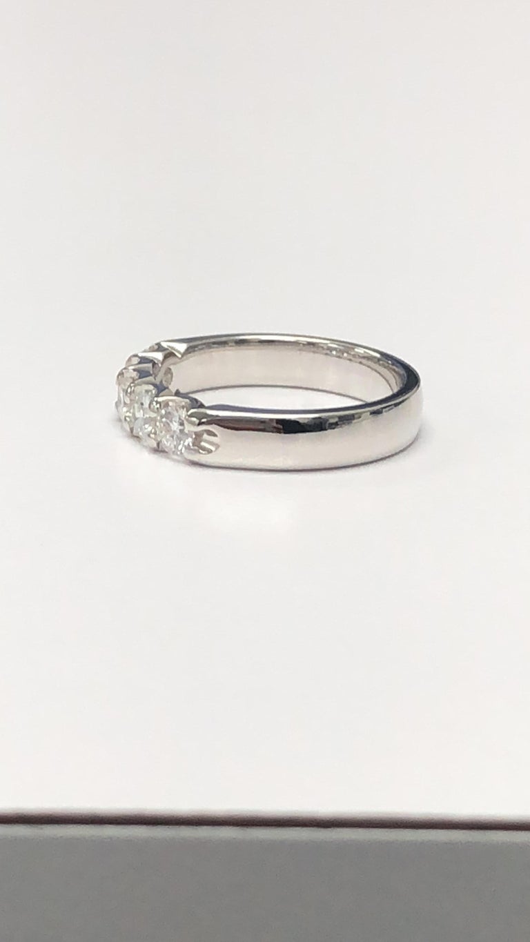 Julian B Designs 14 Karat Gold Shared Prong Diamond Band For Sale at