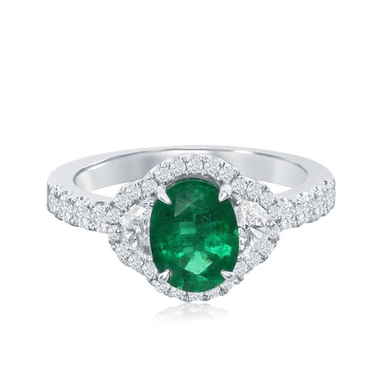 Julian B Designs Emerald and Diamond 14 Karat White Gold Ring For Sale ...