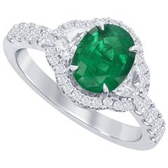 Julian B Designs Emerald and Diamond 14 Karat White Gold Ring