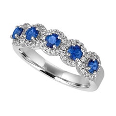 Julian B Designs Sapphire and Diamond 14 Karat White Gold Band Ring