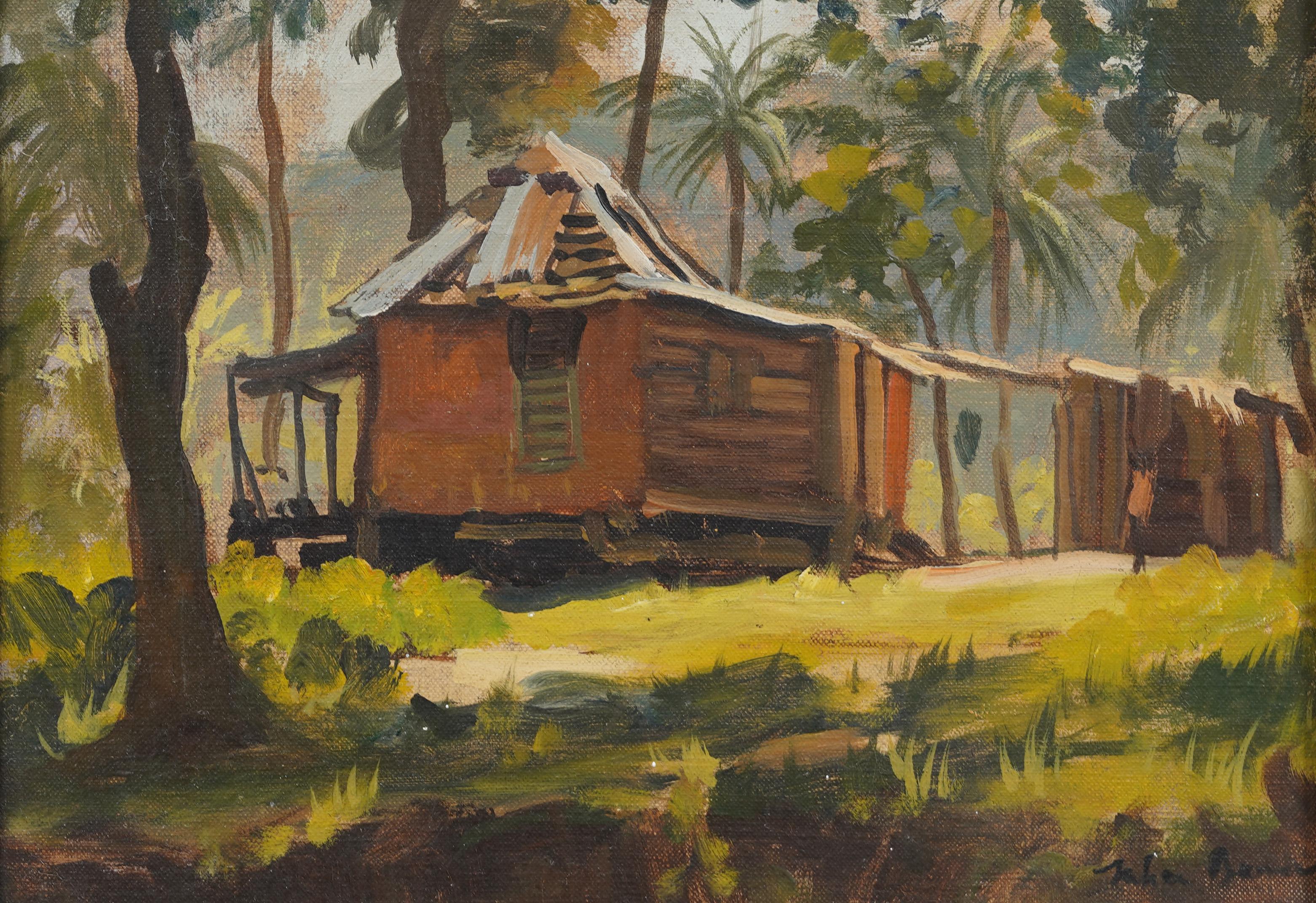 Ancienne peinture à l'huile d'un paysage anglais par Julian Barrow (1939 - 2013). Huile sur toile. Signé. Encadré. Dimensions : 10 par 12 pouces sur l'ensemble, et 8 par 10 pour la peinture seule.  En excellent état d'origine. Joliment encadrée dans