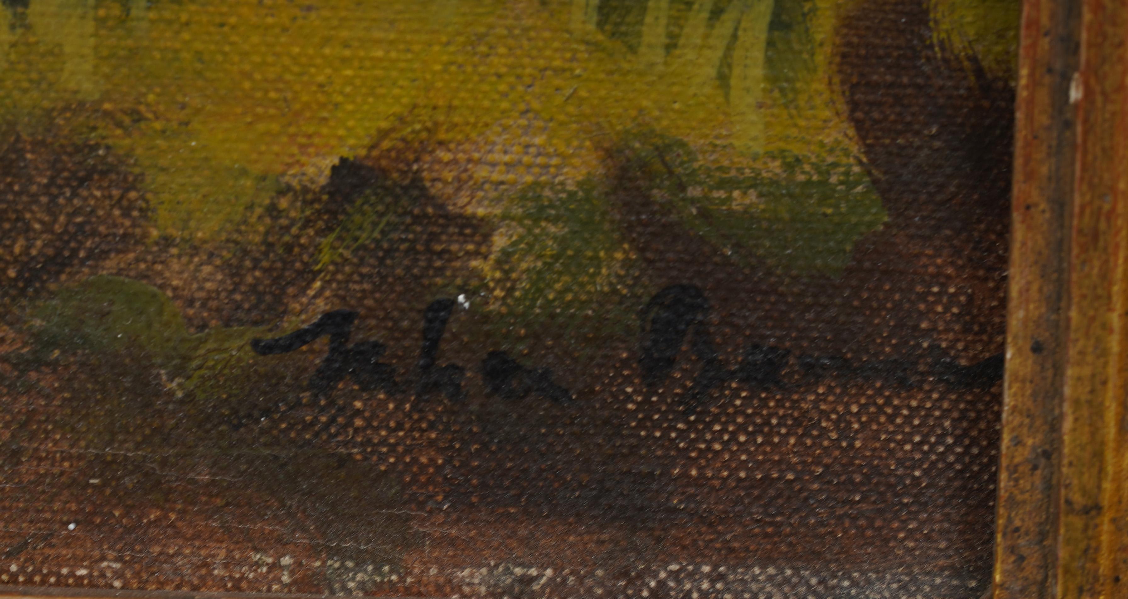 Ancienne peinture à l'huile moderniste anglaise sur palmiers tropicaux encadrée en vente 1