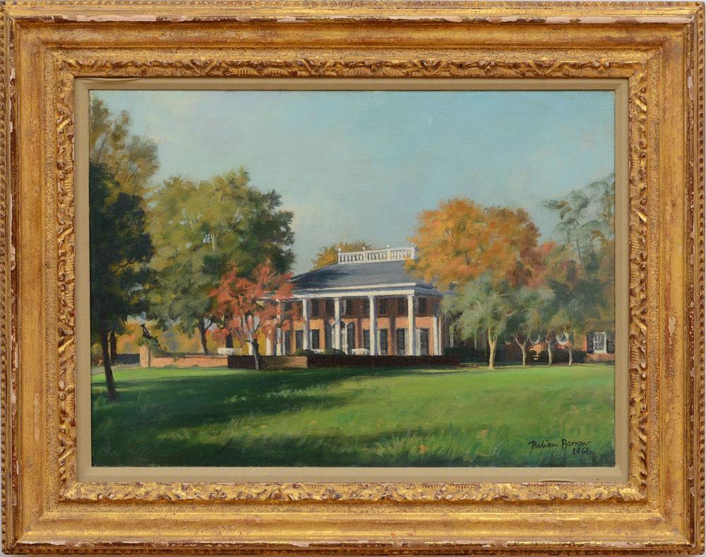 Dimensioni dell'arte: 11 1/2" H. x 15 3/4" L.

Dimensioni della cornice: 17 "H. x 20 3/4 "L.

1966

Provenienza: Proprietà di Mary S. A. B. Braga Virginia

Bio dell'artista:
Julian Barrow era noto per i suoi paesaggi e dipinti di case di campagna,