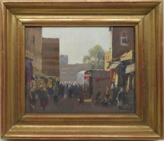 Julian Barrow (1939-2013) original signed oil painting INDIAN STREET SCENE