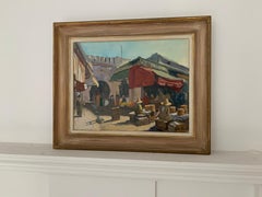 SIGNED ORIGINAL OIL - NORTH AFRICAN BUSY MARKET SCENE
