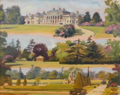 Antique Views of Shugborough Park & Estate Signed Oil Painting on Canvas