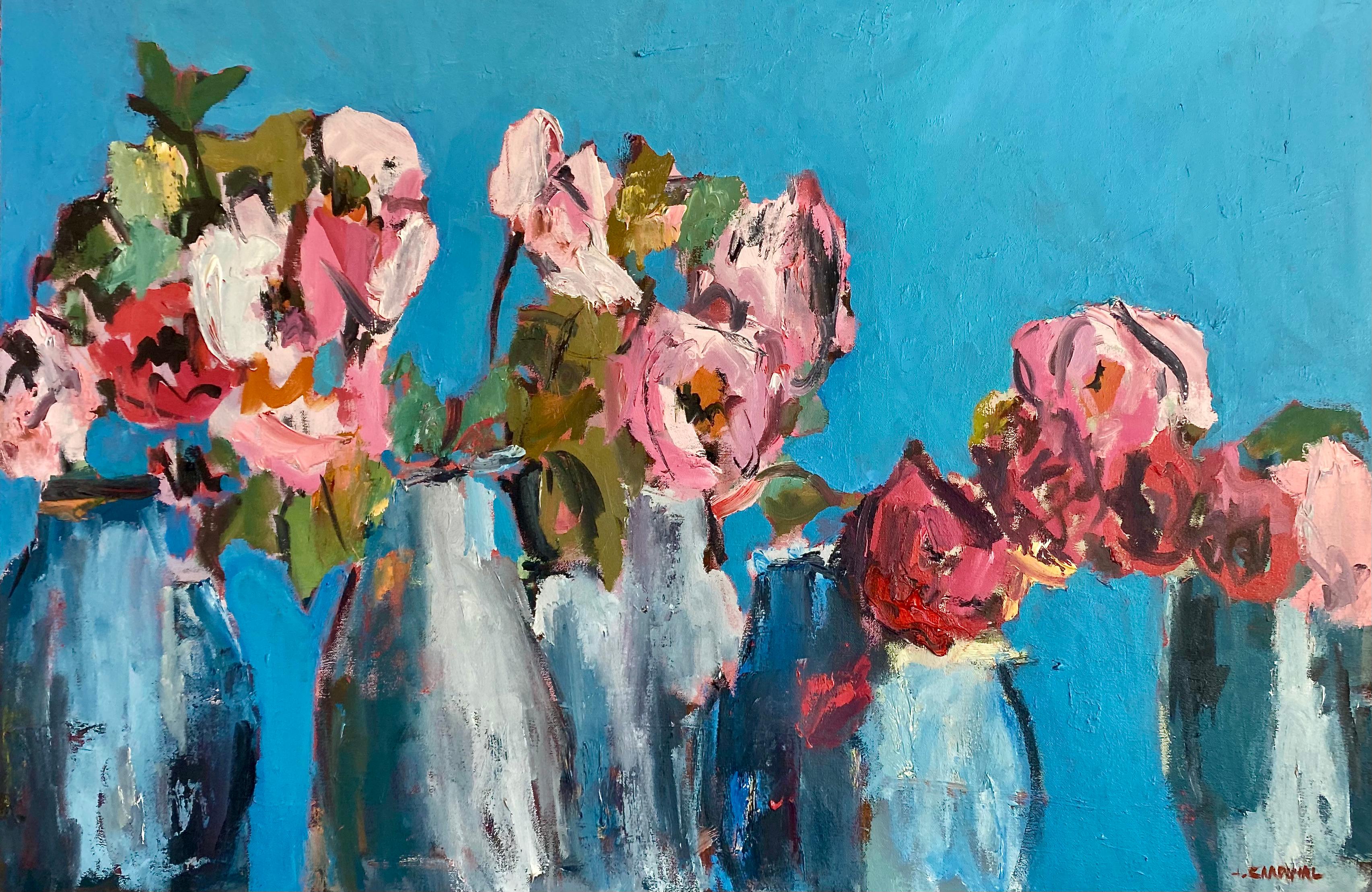 Julian Cardinal Still-Life Painting - Five Vases