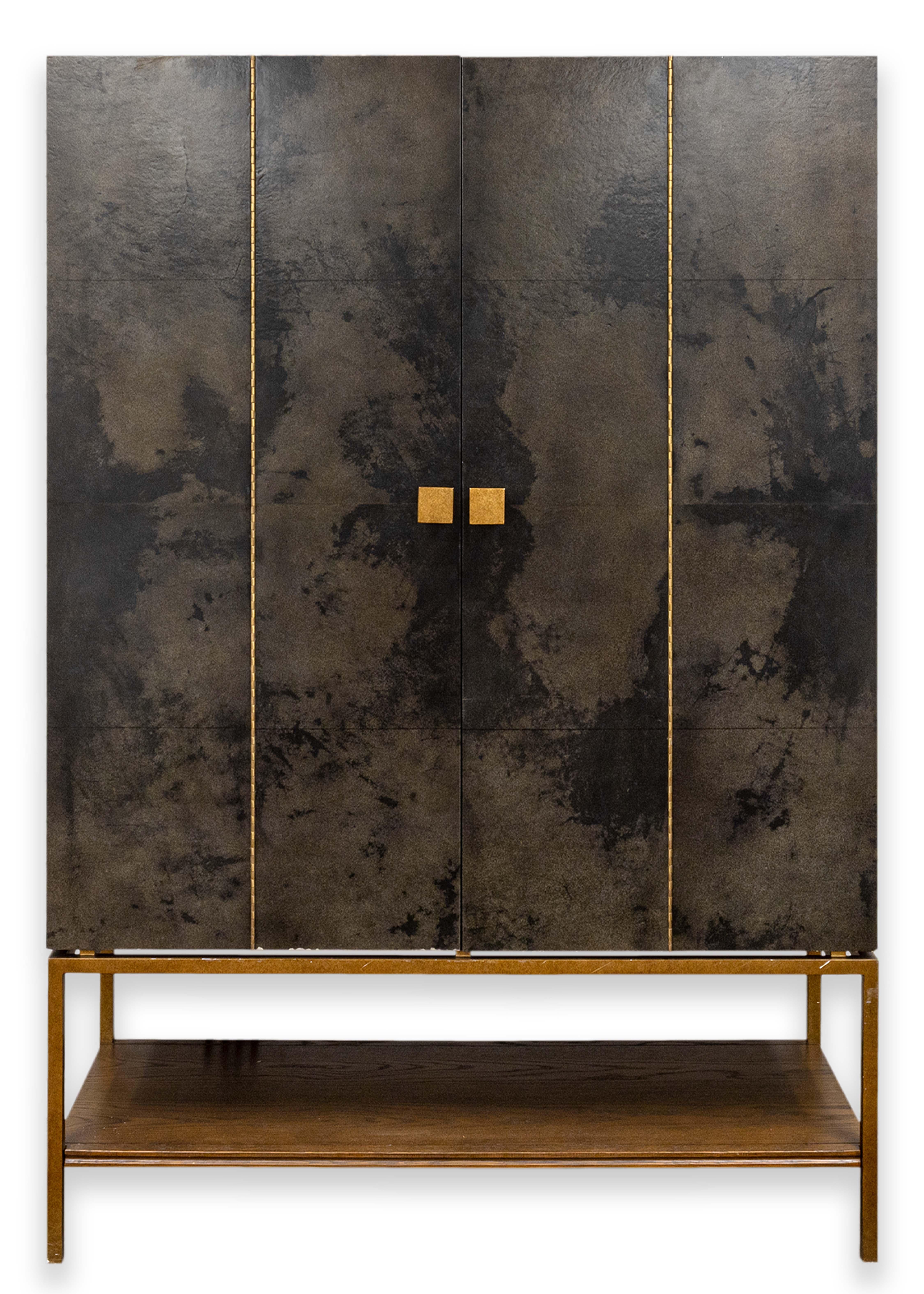 Julian Chichester Black Vellum Finish Pollock Drinks Cabinet Mirrored Dry Bar 9
