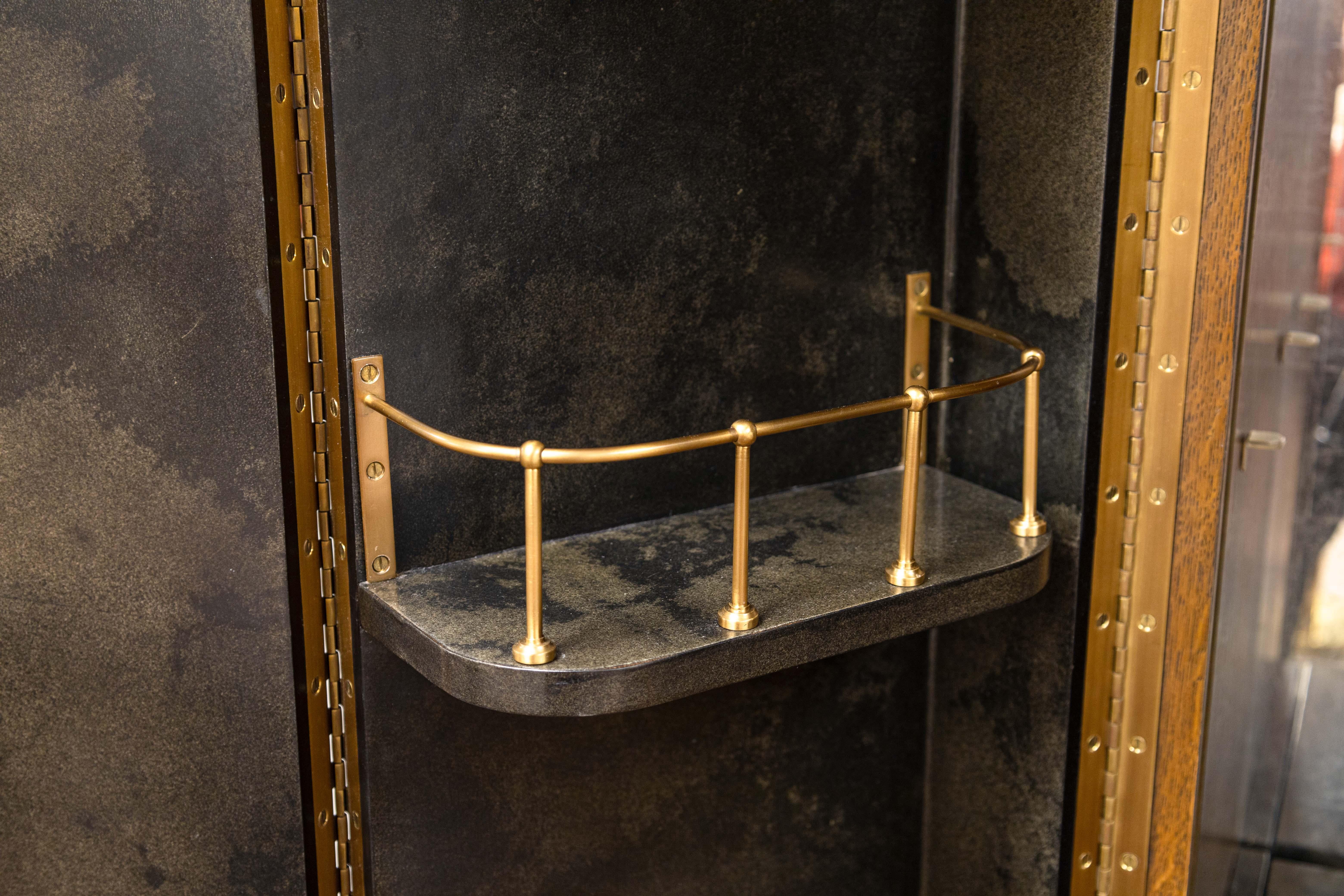 Julian Chichester Black Vellum Finish Pollock Drinks Cabinet Mirrored Dry Bar 2