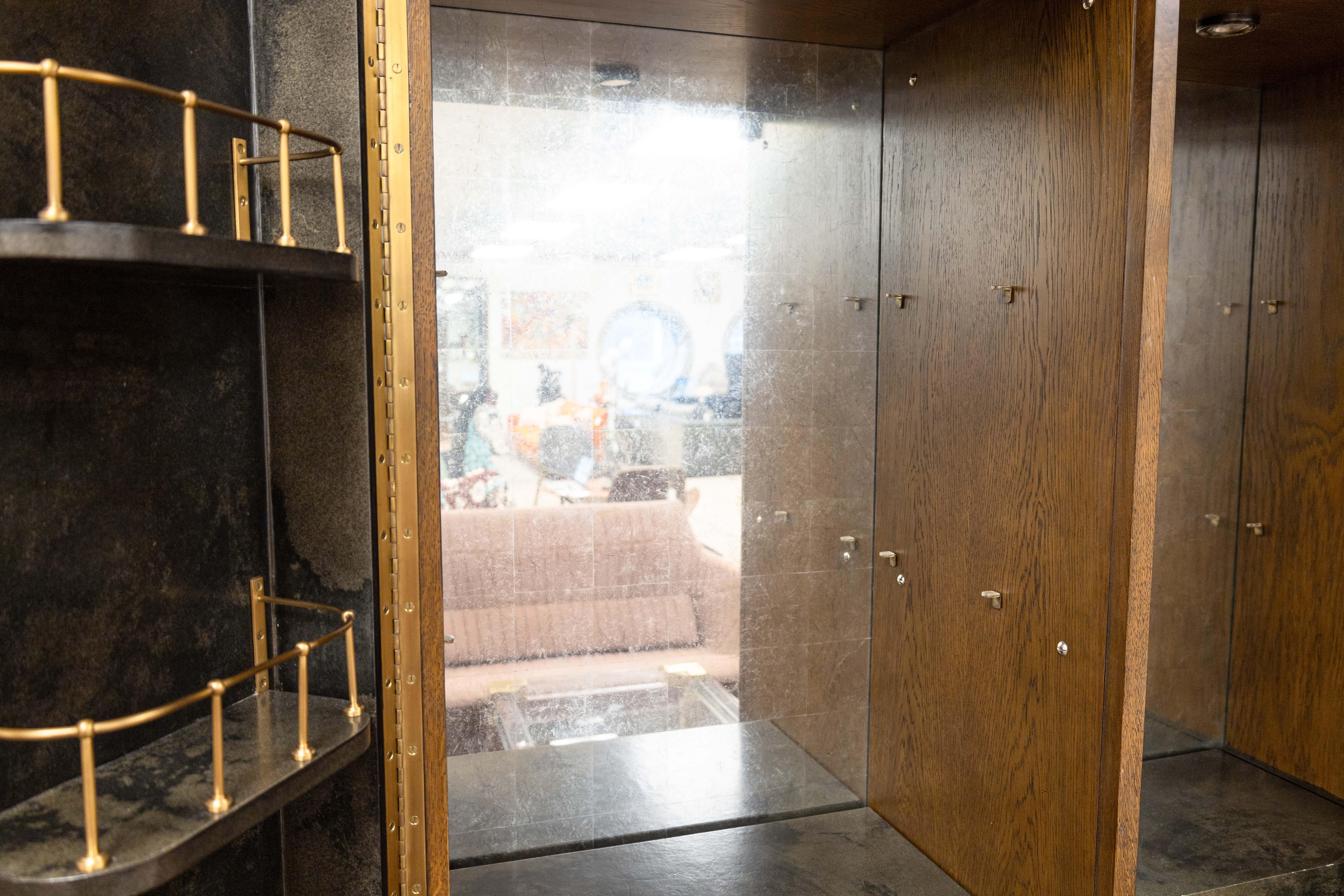 Julian Chichester Black Vellum Finish Pollock Drinks Cabinet Mirrored Dry Bar 3