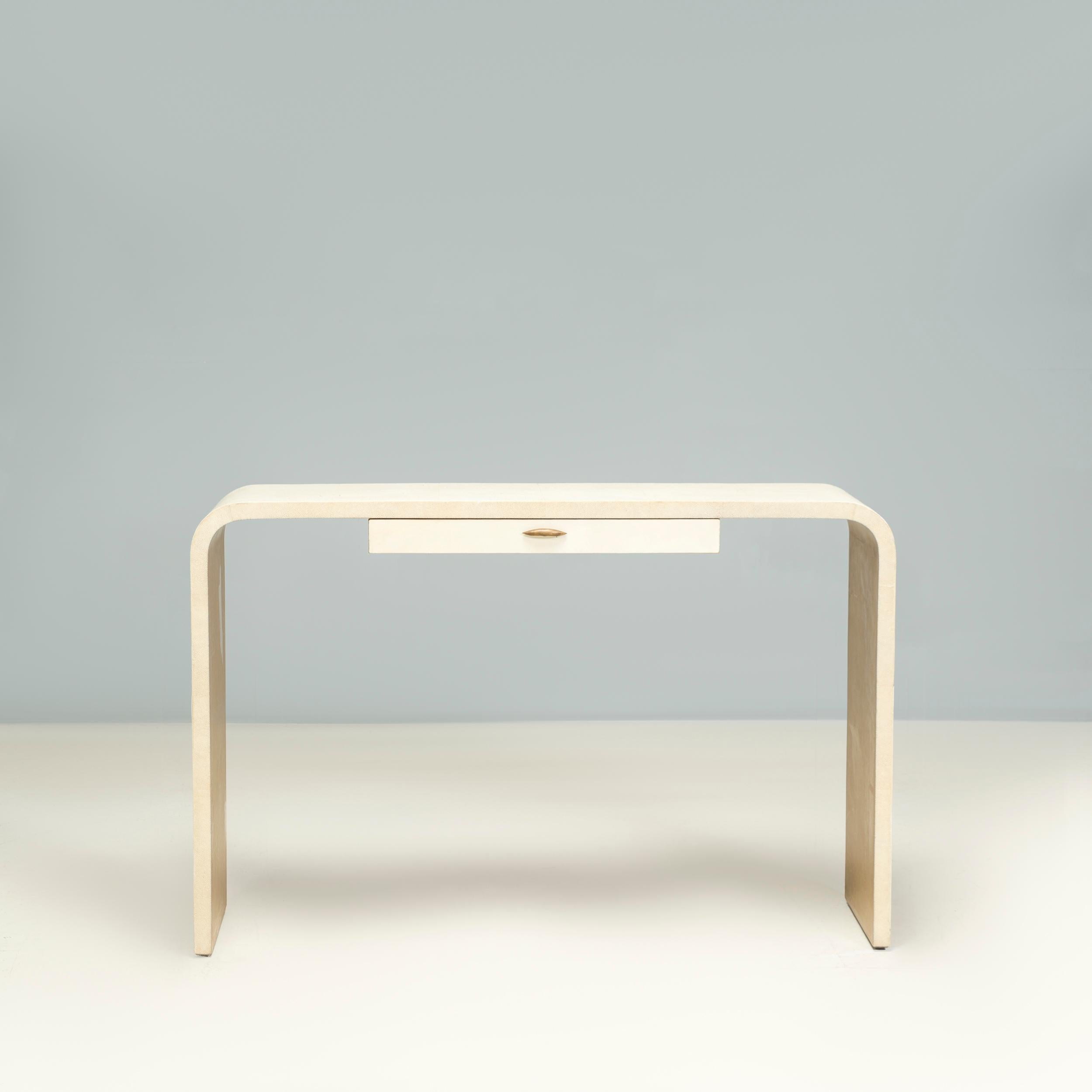 British Julian Chichester Cream Faux Shagreen Rene Console Table