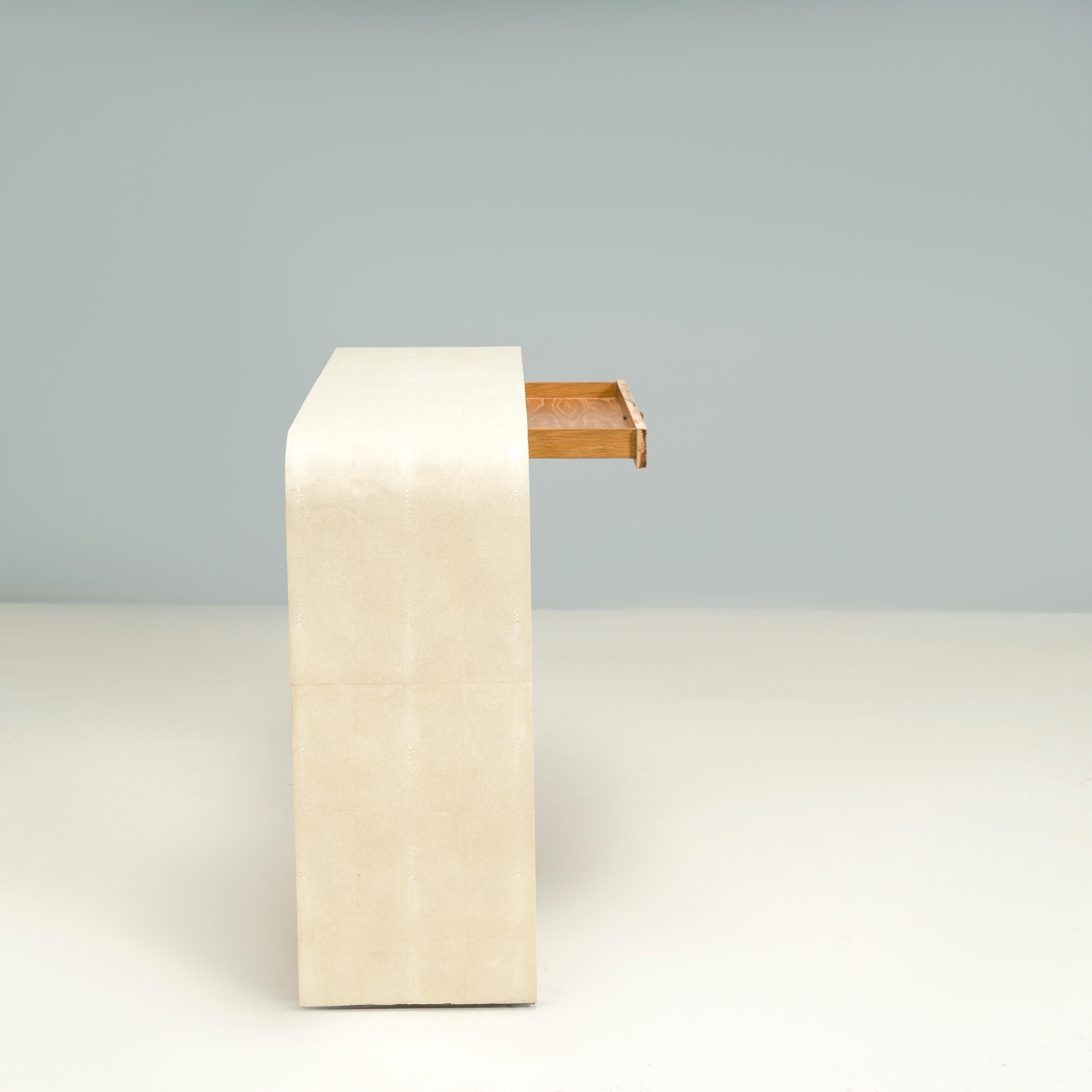 Contemporary Julian Chichester Cream Faux Shagreen Rene Console Table