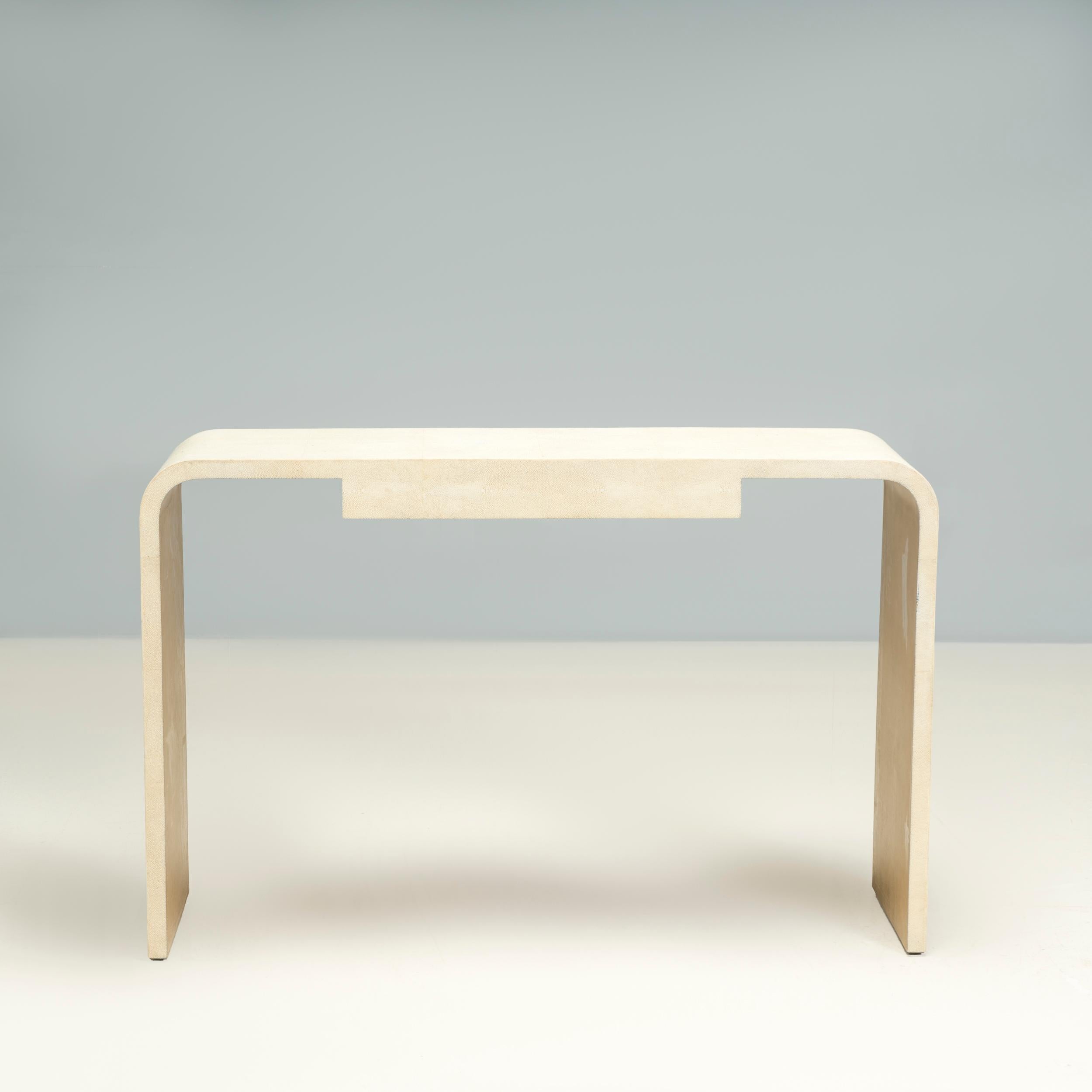 Faux Leather Julian Chichester Cream Faux Shagreen Rene Console Table