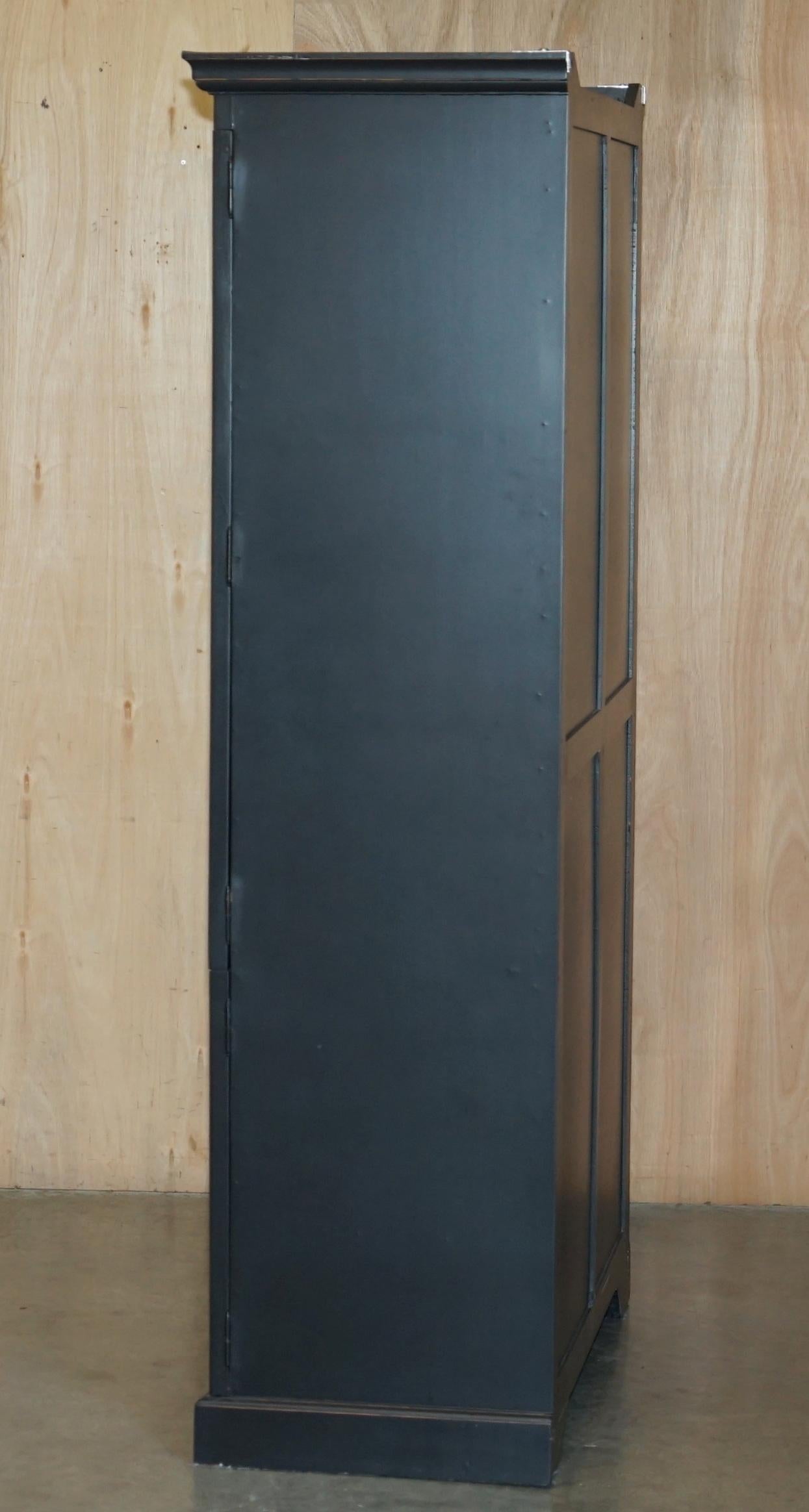 JULIAN CHICHESTER EBONISED WiTH MIRRORED DOORS HOUSEKEEPERS STORAGE CUPBOARD For Sale 3