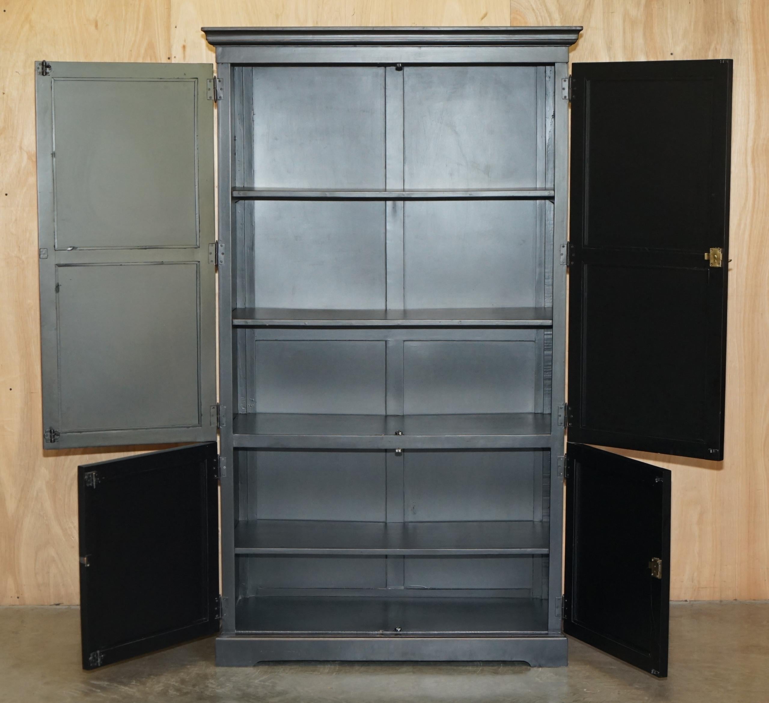 JULIAN CHICHESTER EBONISED WiTH MIRRORED DOORS HOUSEKEEPERS STORAGE CUPBOARD For Sale 4