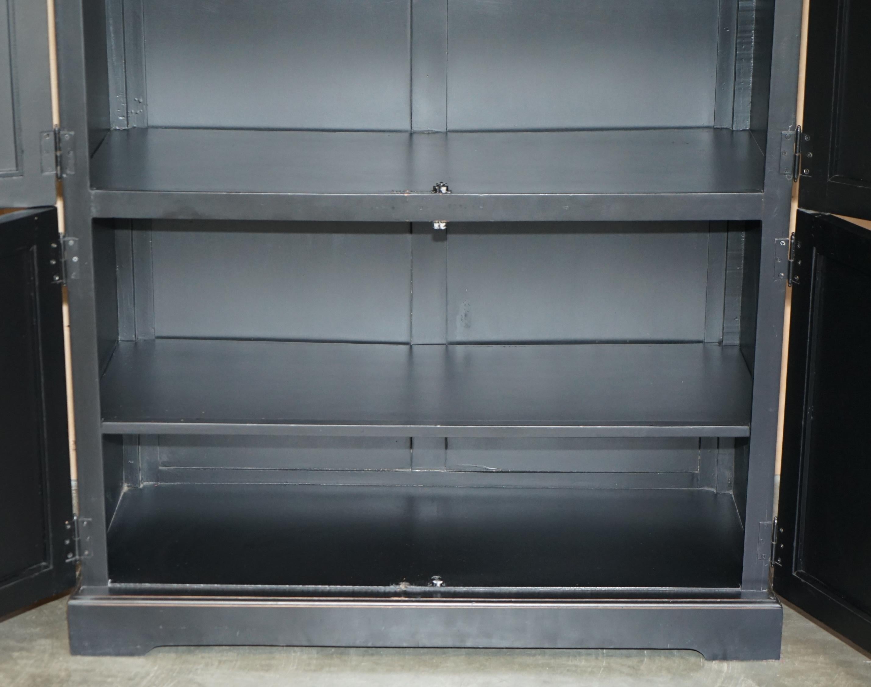 JULIAN CHICHESTER EBONISED WiTH MIRRORED DOORS HOUSEKEEPERS STORAGE CUPBOARD For Sale 5