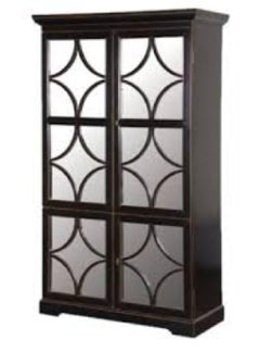 JULIAN CHICHESTER EBONISED WiTH MIRRORED DOORS HOUSEKEEPERS STORAGE CUPBOARD