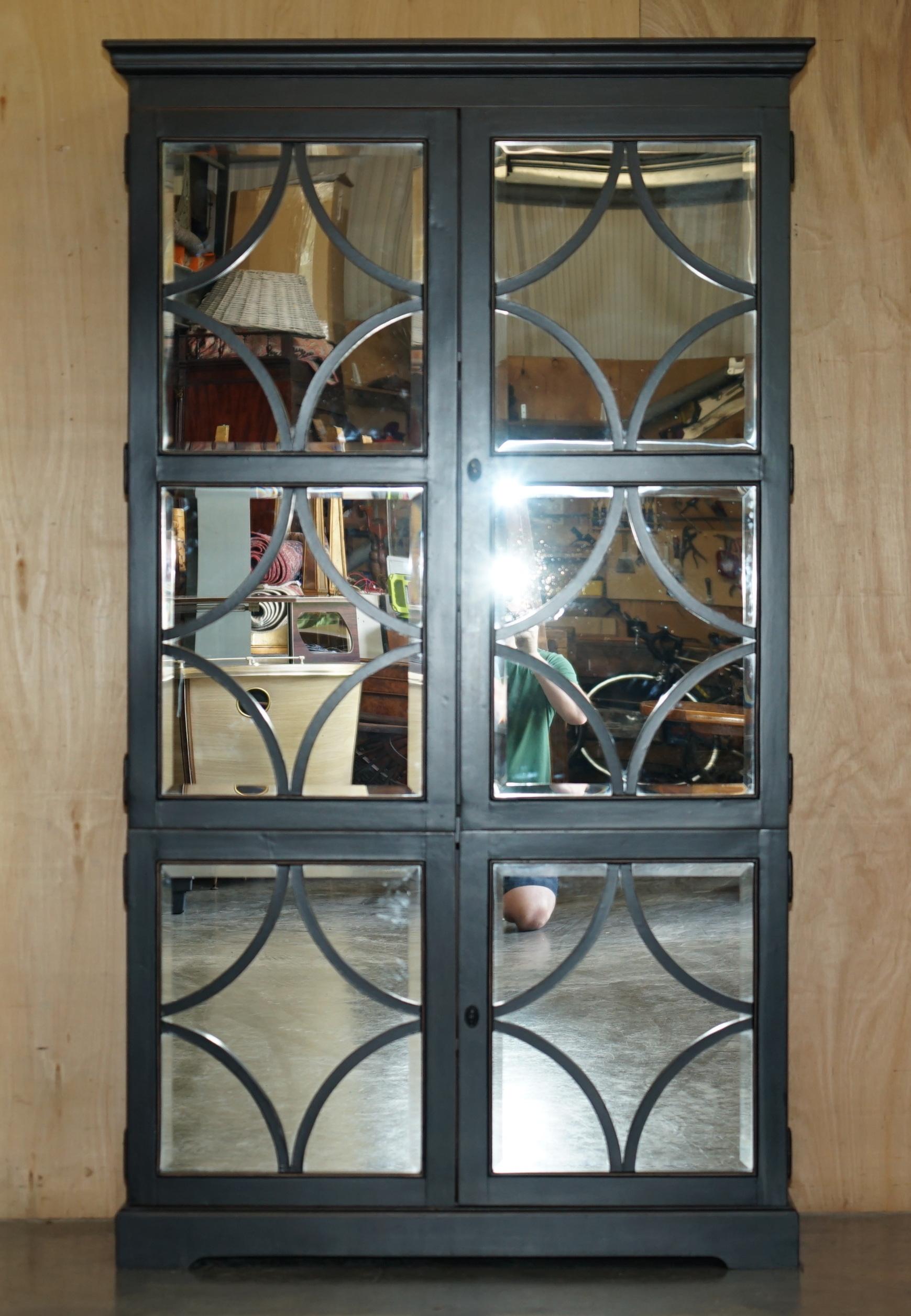 Art Deco JULIAN CHICHESTER EBONISED WiTH MIRRORED DOORS HOUSEKEEPERS STORAGE CUPBOARD For Sale
