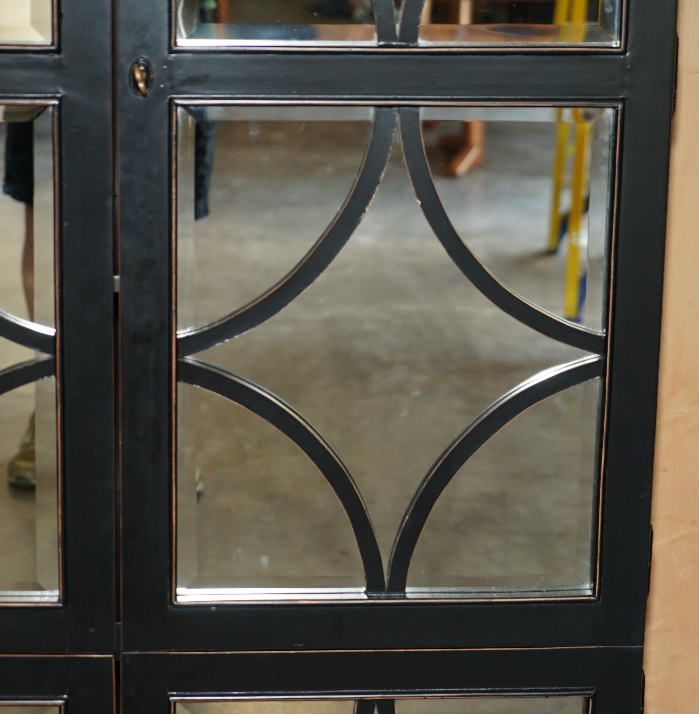 20th Century JULIAN CHICHESTER EBONISED WiTH MIRRORED DOORS HOUSEKEEPERS STORAGE CUPBOARD For Sale