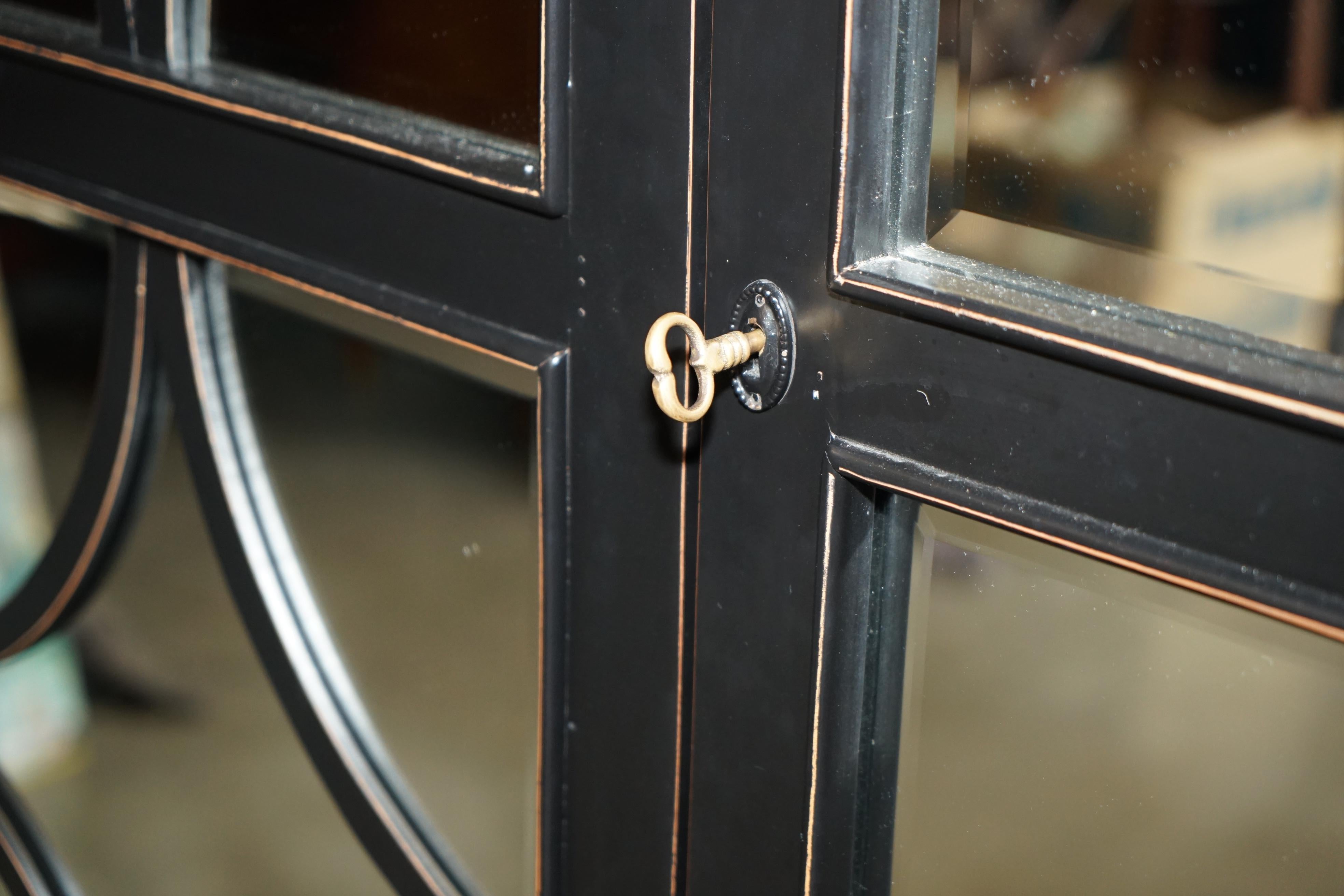 Mirror JULIAN CHICHESTER EBONISED WiTH MIRRORED DOORS HOUSEKEEPERS STORAGE CUPBOARD For Sale