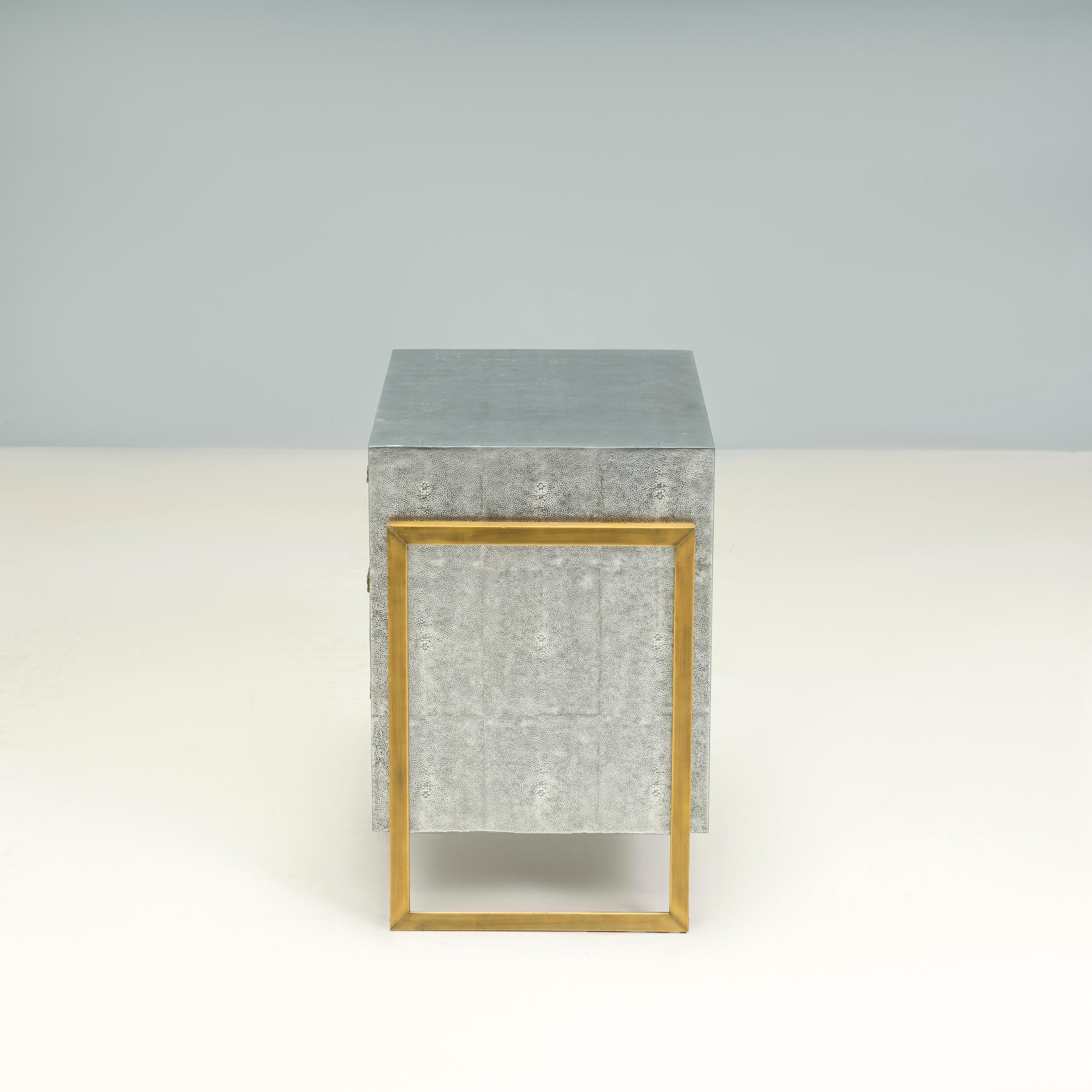 British Julian Chichester Faux Shagreen Brooklyn Bedside Table For Sale