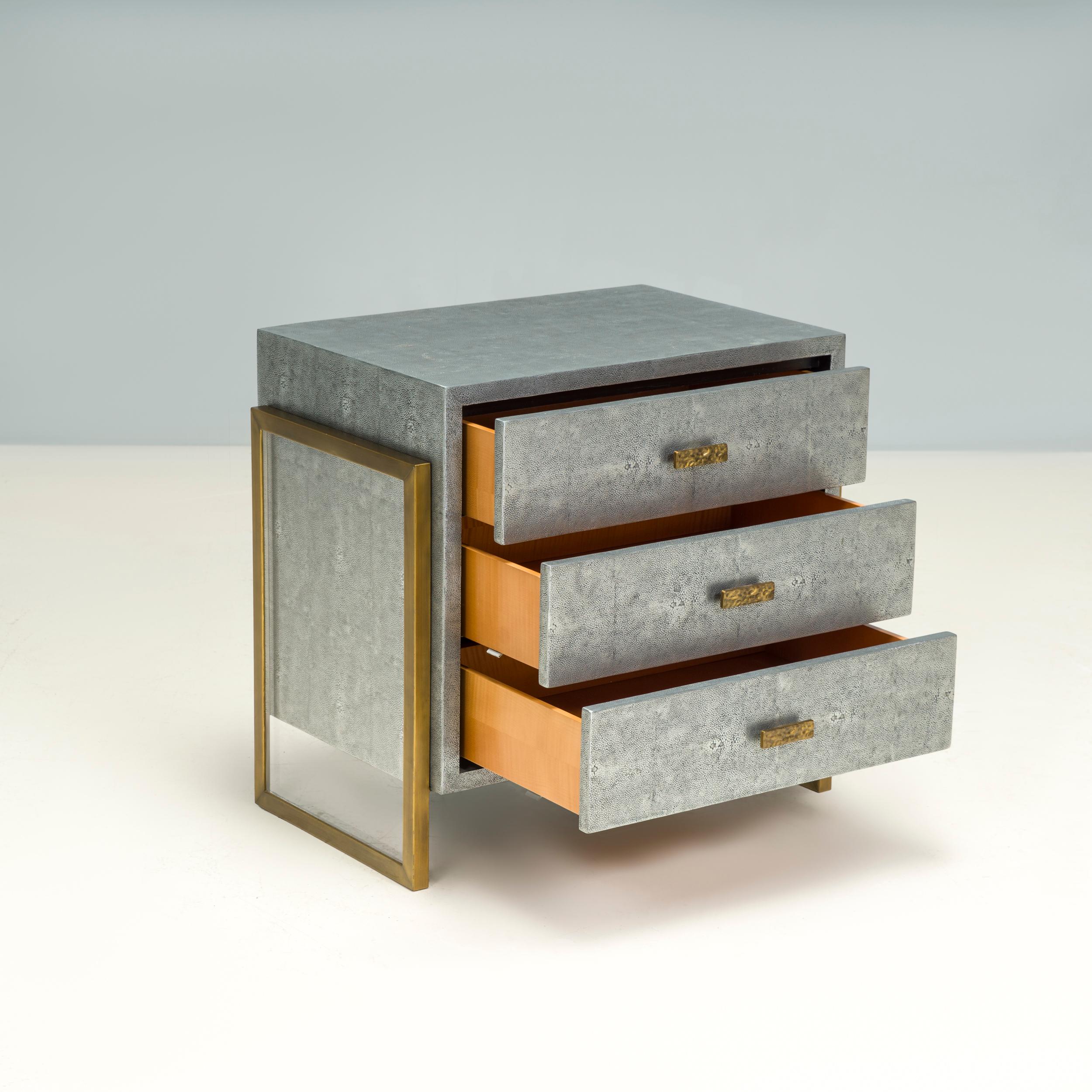 Contemporary Julian Chichester Faux Shagreen Brooklyn Bedside Table For Sale