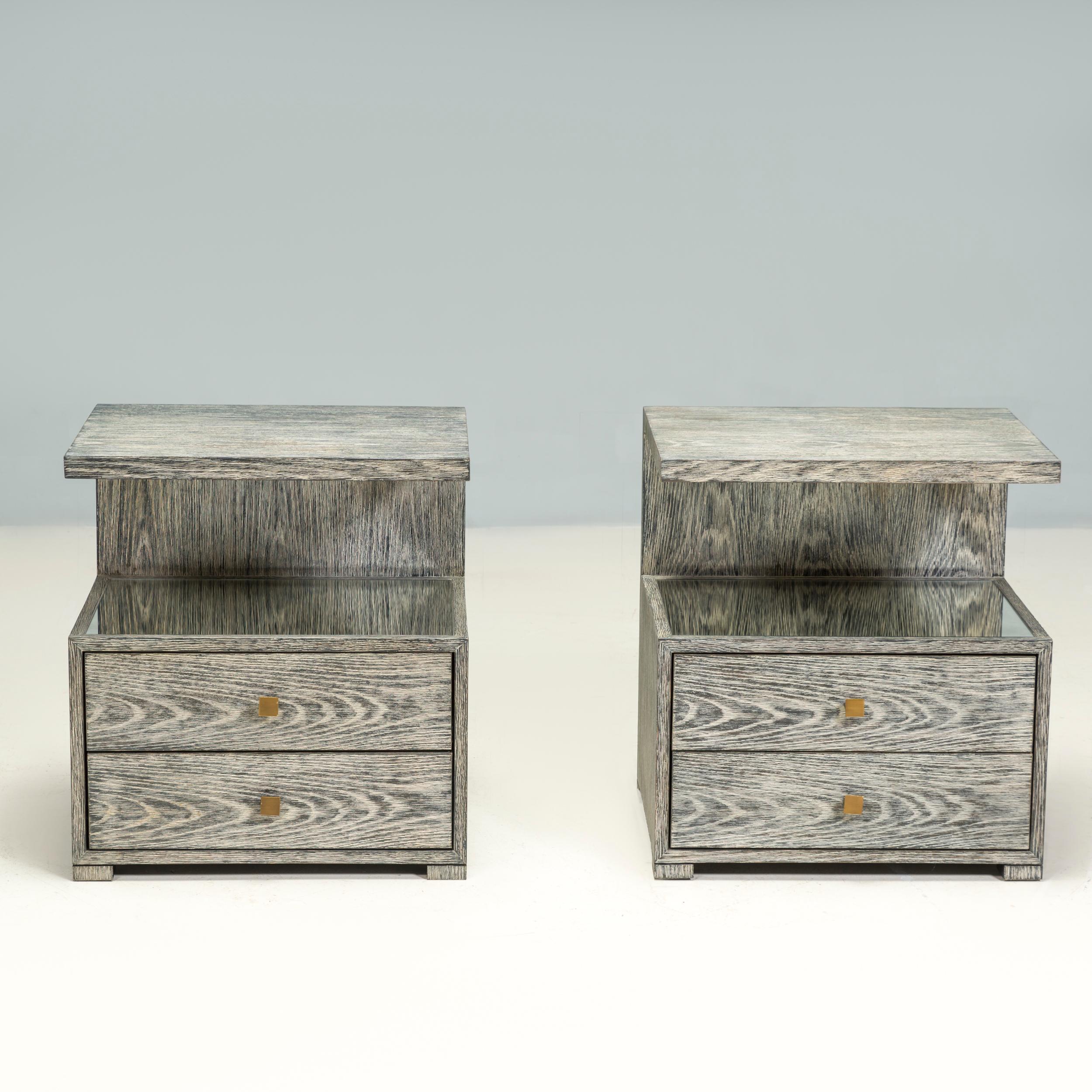 British Julian Chichester Limed Black Oak Enzo Bedside Table For Sale